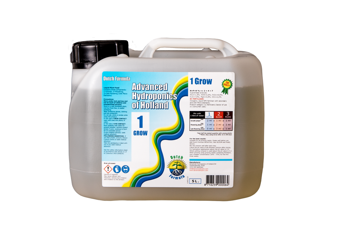 Dünger von Advanced Hydroponics - Dutch Formula - Grow/1 - 5 Liter
