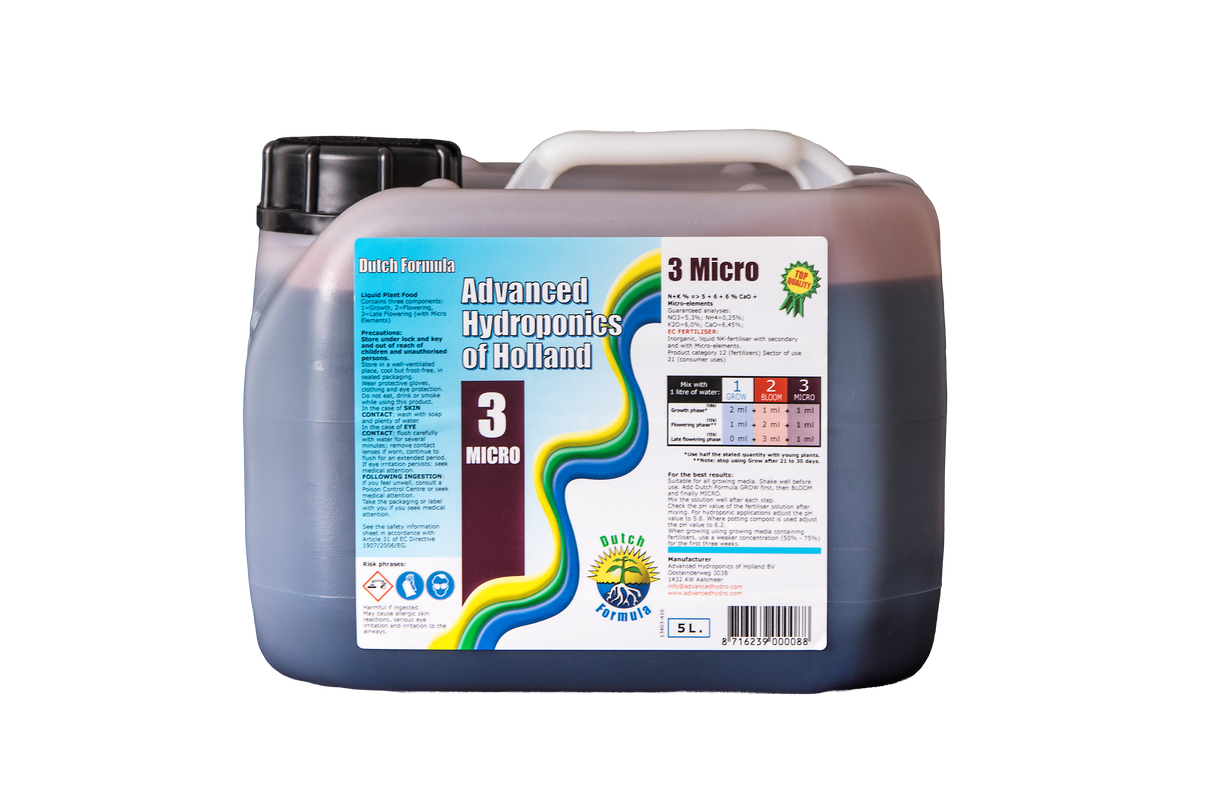 Dünger von Advanced Hydroponics - Dutch Formula - Micro/3 - 5 Liter