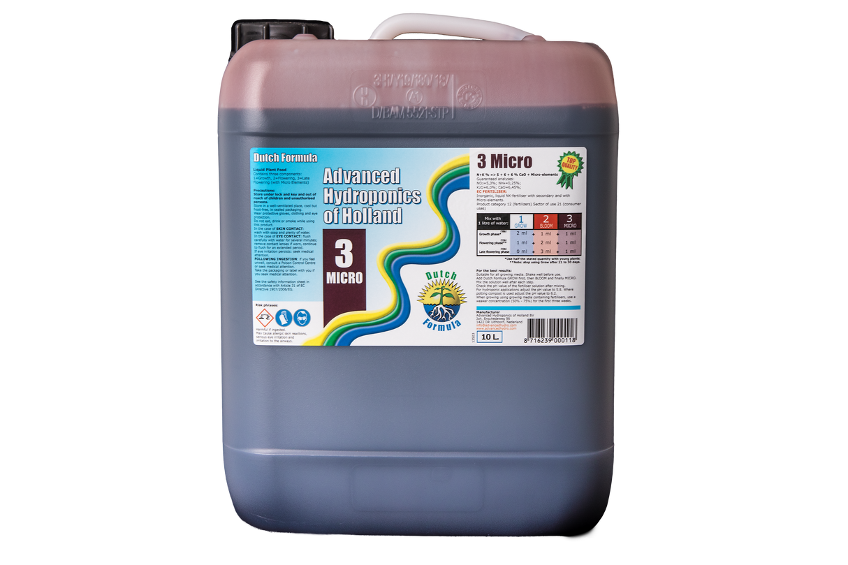 Dünger von Advanced Hydroponics - Dutch Formula - Micro/3 - 10 Liter